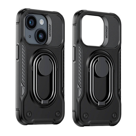 Joyroom Dual Hinge case for iPhone 14 armored case with a stand and a ring holder black