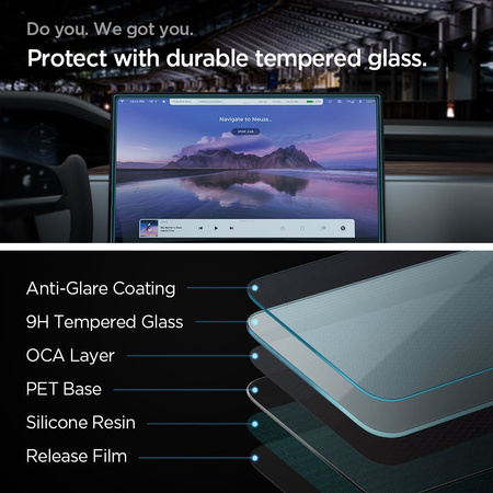 TEMPERED GLASS Spigen GLASS FC &quot;EZ FIT&quot; TESLA MODEL X 2022 / MODEL S 2021 BLACK