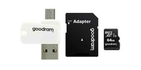 Goodram All in one 128 GB karta pamięci micro SD XC UHS-I class 10, adapter SD, czytnik kart micro SD OTG (USB, micro USB) (M1A4-1280R12)