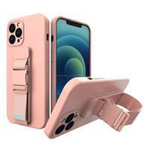 Rope Case silikonowe etui ze smyczą torebka smycz pasek do Xiaomi Poco X4 Pro 5G różowy