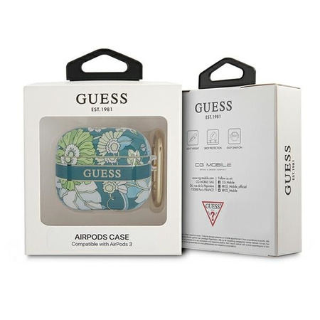 Schutzhülle APPLE AIRPODS 3 Guess AirPods Flower Strap Collection (GUA3HHFLN) grün