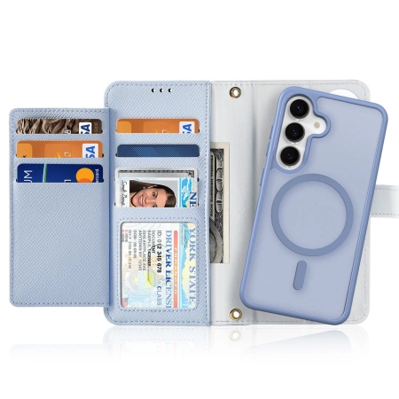 Dux Ducis Lawa Leather Case for Samsung Galaxy S25+ with Detachable Magnetic Wallet - Blue