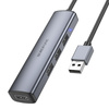 Borofone Adapter DH12 Smart 4 w 1 - USB na 4xUSB 2.0 - 1,2 metra szary