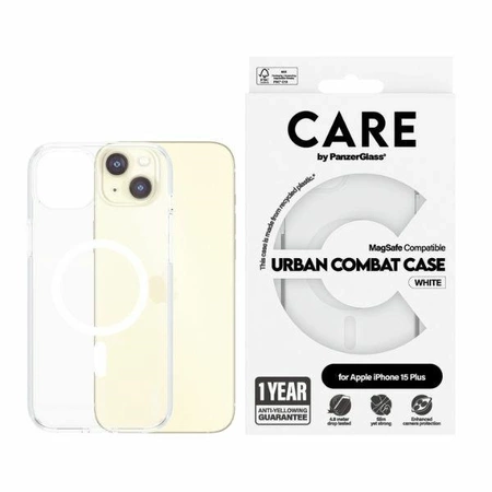 CARE by PanzerGlass Urban Combat Case MagSafe Hülle für iPhone 15 Plus – weiß