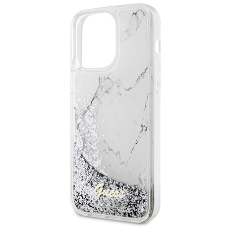 Guess GUHCP14XLCSGSGH iPhone 14 Pro Max 6.7" biały/white hardcase Liquid Glitter Marble