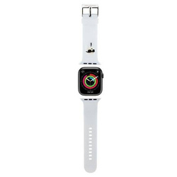 Pasek do APPLE WATCH 4 / 5 / 6 / 7 / 8 / SE (38 / 40 / 41 MM) Karl Lagerfeld Strap 3D Rubber Karl Head (KLAWMSLKNH) białe