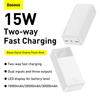 Baseus Bipow Powerbank mit Display 30000mAh 15W weiß (Overseas Edition) + USB-A - Micro USB Kabel 0,25m weiß (PPBD050202)