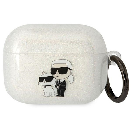 Original Case APPLE AIRPODS PRO Karl Lagerfeld Gliter Karl&Choupette (KLAPHNKCTGT) transparent