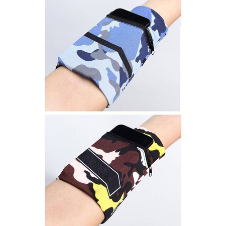 Materiałowa opaska armband na ramię do biegania fitness paski biały / czarny