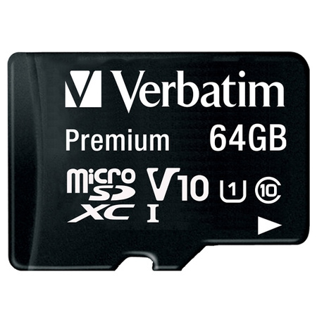 Verbatim Karta microSDXC 64GB V10 + adapter czarny/black 44084