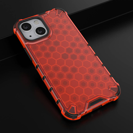 Honeycomb Case armor cover with TPU Bumper for iPhone 13 mini red