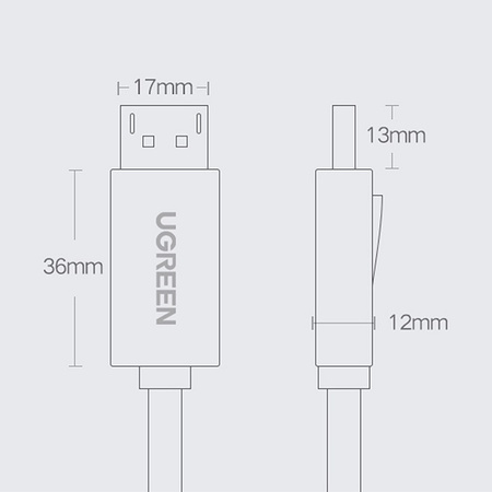 Ugreen kabel przewód DisplayPort 1.2 4K 3 m czarny (DP102 10212)