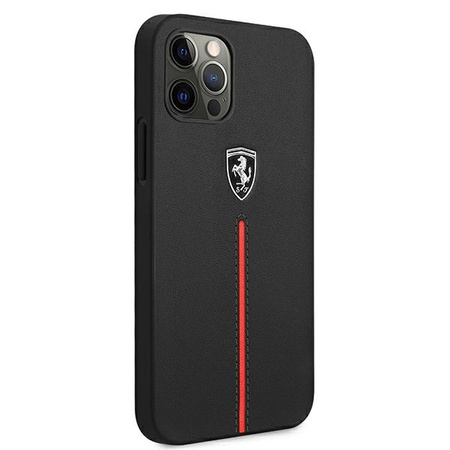 Ferrari FEOMSHCP12LBK iPhone 12 Pro Max czarny/black hardcase Off Track Leather Nylon Stripe