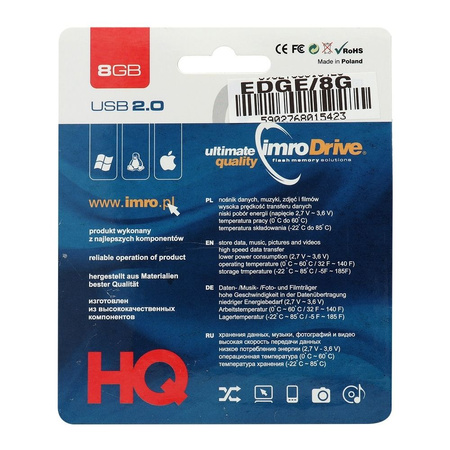 Imro pendrive 8GB USB 2.0 Edge czarny