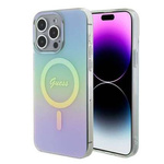 Original Handyhülle APPLE IPHONE 15 PRO MAX Guess Hardcase IML Iridescent MagSafe (GUHMP15XHITSQ) türkis