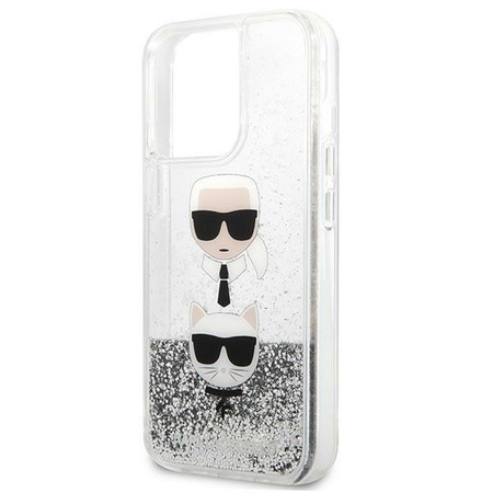 Karl Lagerfeld KLHCP13LKICGLS iPhone 13 Pro / 13 6,1" srebrny/silver hardcase Liquid Glitter Karl&Choupette Head