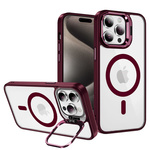 Tel Protect Kickstand Magsafe Case do Iphone 15 Pro Max burgundowy
