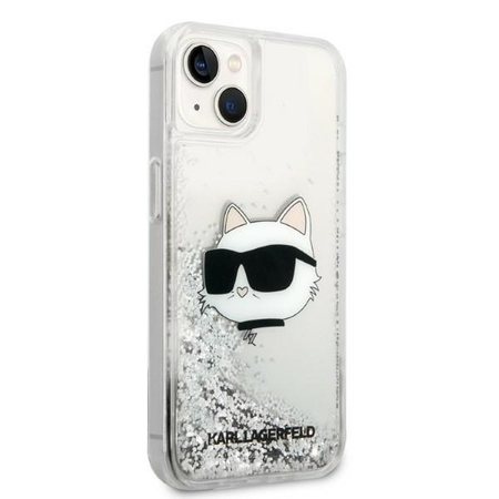 Karl Lagerfeld Liquid Glitter NFT Choupette Head - Etui iPhone 14 Plus (srebrny)