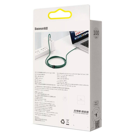 Baseus kabel USB Typ C - USB Typ C 100 W (20 V / 5 A) 1 m Power Delivery z wyświetlaczem ekranem miernik mocy biały (CATSK-B06)