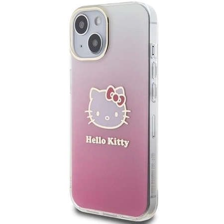 Etui Hello Kitty IML Gradient Electrop Kitty Head na iPhone 15 - różowe