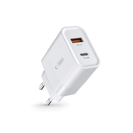 Charger 30W USB QC3.0 + USB-C PD Tech-Protect C30W white