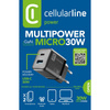 Cellularline Multipower Micro GaN - Ładowarka sieciowa USB-C & USB-A Power Delivery 30W (czarny)