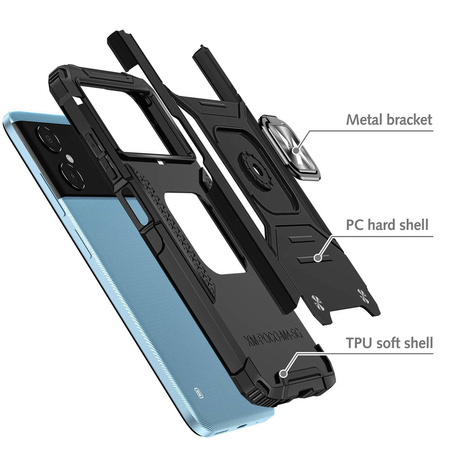 Wozinsky Ring Armor Hülle für Samsung Galaxy A03 gepanzerte Hülle magnetischer Haltering schwarz