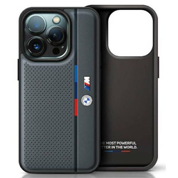 Original Handyhülle IPHONE 16 BMW Hardcase M Perforated Tricolor Detail Line (BMHCP16S23PUPVA) anthrazit