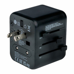 Verbatim Adapter podróżny EU/UK/US 2xUSB-A UTA-01 czarny/black 49543