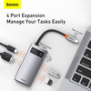 Baseus Metal Gleam 4w1 wielofunkcyjny HUB USB Typ C - USB Typ C Power Delivery 100 W / HDMI 4K 30 Hz / USB 3.2 Gen 1 / USB 2.0 (CAHUB-CY0G)