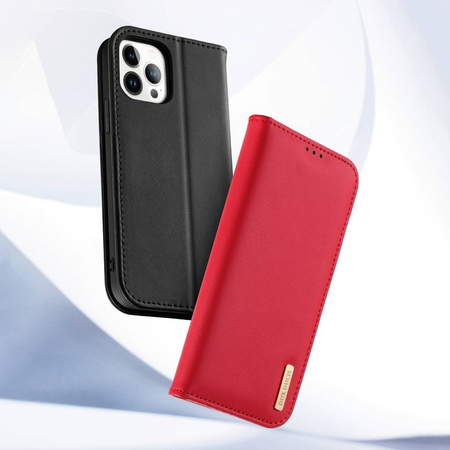 Dux Ducis Hivo echt Leder booktype case schutzhülle aufklappbare hülle für iPhone 14 Pro rot