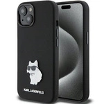 Karl Lagerfeld Silicone Choupette Metal Pin case for iPhone 15 Plus / 14 Plus - black