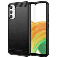 Carbon Case für Samsung Galaxy A34 5G flexible Silikon-Carbon-Hülle schwarz