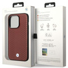 Original Handyhülle IPHONE 14 PRO BMW Leather Diamond Pattern (BMHCP14L22RFGR) burgund