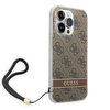 Original Case IPHONE 14 PRO Guess Hardcase 4G Print Strap (GUOHCP14LH4STW) brown