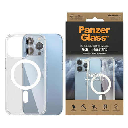 Case IPHONE 13 PRO PanzerGlass HardCase MagSafe Antibacterial Military (0430) Grade Clear transparent