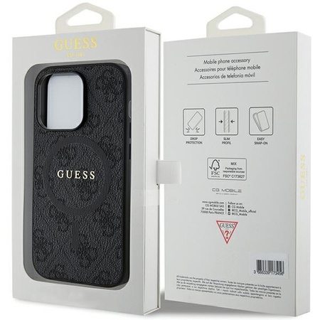 Oryginalne Etui GUESS Hardcase GUHMP14LG4GFRK do iPhone 14 Pro (Kompatybilny z Magsafe / 4G Ring classic logo / czarny)