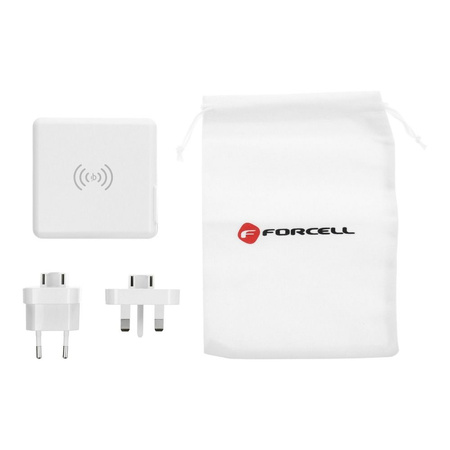 Forcell Wielofunkcyjna Ładowarka 4w1 15W ze złączami USB/USB typ C, power bankiem 8000mAh i ładowaniem bezprzewodowym