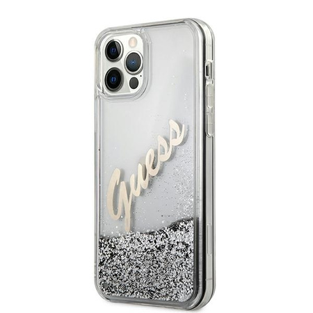 Guess GUHCP12LGLVSSI iPhone 12 Pro Max 6,7" srebrny/silver hardcase Glitter Vintage Script