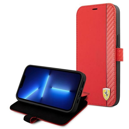 Ferrari FESAXFLBKP13SRE iPhone 13 mini 5,4" czerwony/red book On Track Carbon Stripe