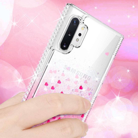 Etui SAMSUNG GALAXY S21+ PLUS Diamond Liquid Przelewany Brokat różowe