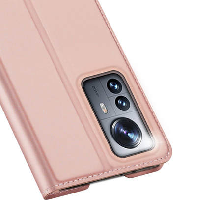 Schutzhülle XIAOMI 12 PRO mit einem Flip Dux Ducis Skin Leder hell-pink