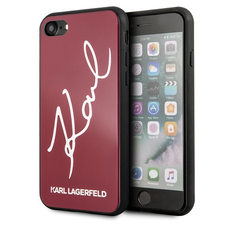 Etui Karl Lagerfeld KLHCI8DLKSRE iPhone 7/8 czerwony/red hard case Signature Glitter