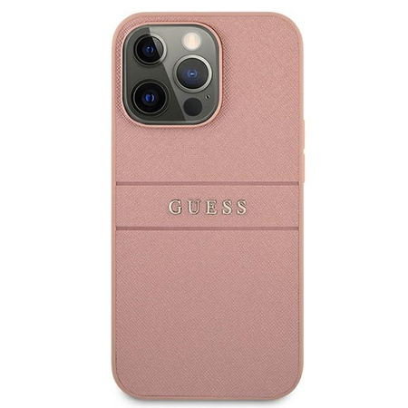 Oryginalne Etui IPHONE 13 PRO MAX 6,7" Guess Hardcase Saffiano Stripe GUHCP13XPSASBPI różowe