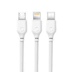 XO kabel NB103 3w1 USB - Lightning + USB-C + microUSB 1,0 m 2,1A biały