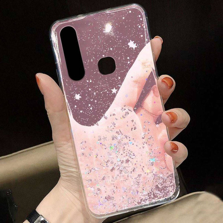 Schutzhülle IPHONE 14 PRO Sequins Glue Glitter Case rosa