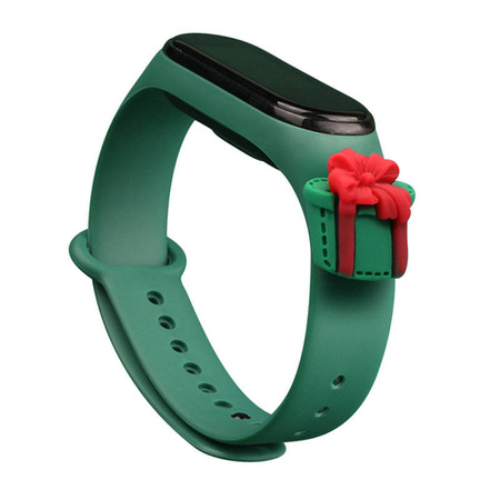 Strap Xmas replacement band strap for Xiaomi Mi Band 6 / Mi Band 5 Christmas holidays dark (green present)