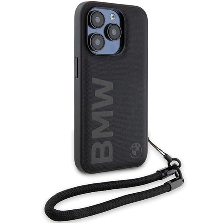 Etui BMW Signature Leather Wordmark Cord na iPhone 15 Pro Max - czarne