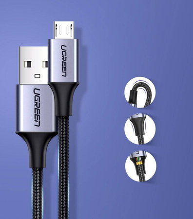 Ugreen kabel przewód USB - micro USB 1m szary (60146)