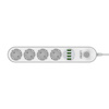 Power strip with 4 AC sockets, 4x USB, LDNIO SE4432, 2m (white)